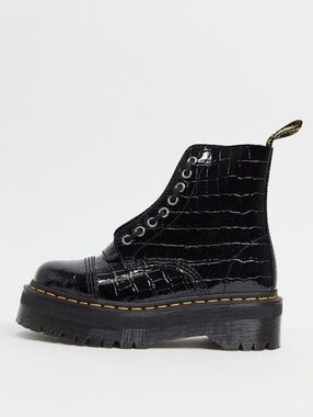 Dr. Martens Black Sinclair Croc Platform Boots
